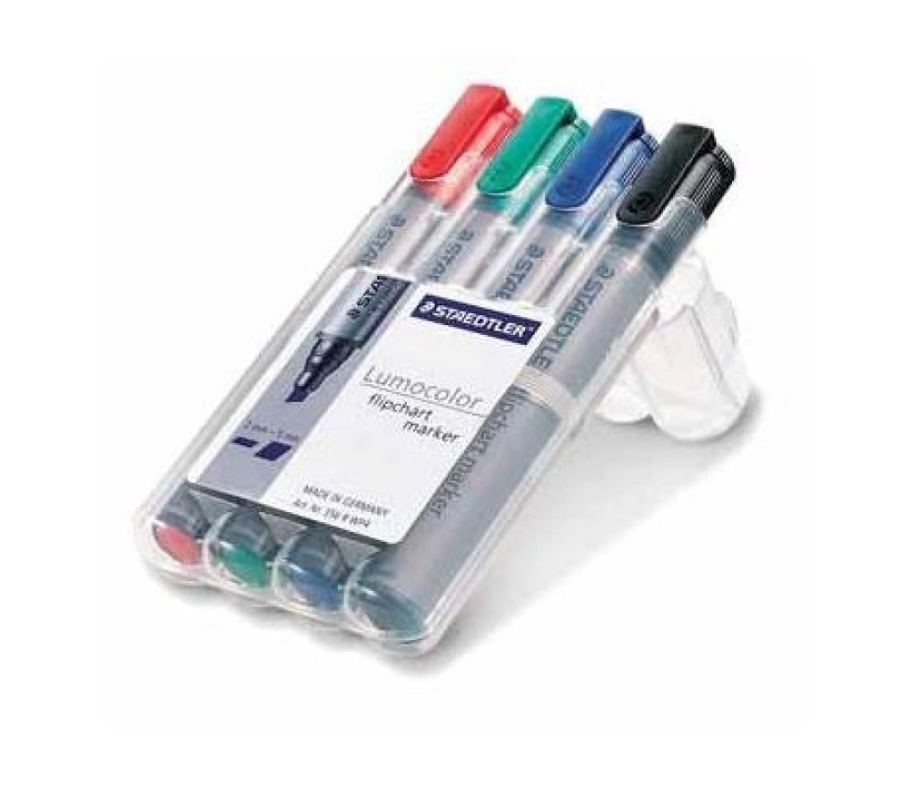 Flipover marker Staedtler 356 schuine punt etui/4 - Per pak