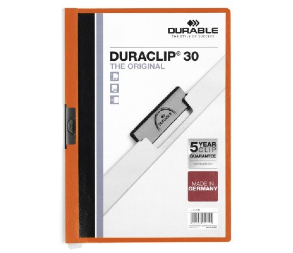 Klemmap Durable 2200-09 Duraclip 1-30 blz A4 oranje - Per stuk