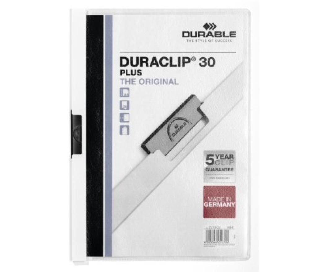 Klemmap Durable 2213-02 Duraclip plus 1-30 blz A4 wit - Per stuk