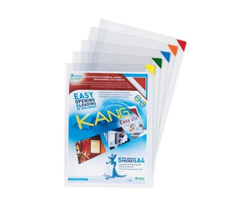 Zelfklevend herpositioneerbaar etui Tarifold Kang A4 assorti pak/5 - Per pak