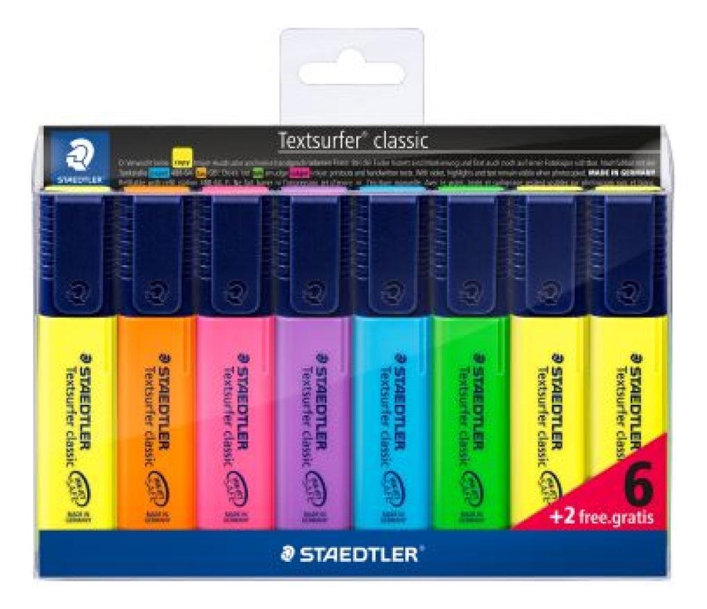 Fluostift Staedtler Textsurfer 364 set/6 + 2 gratis - Per pak