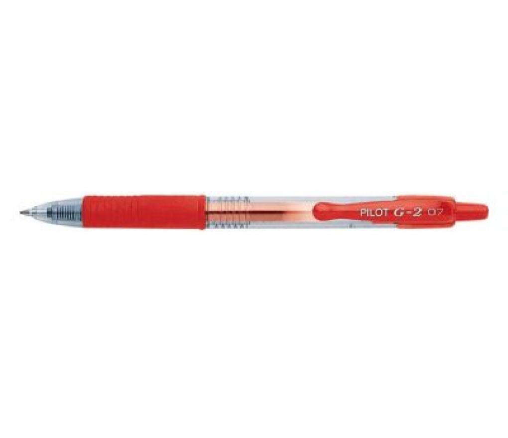 Gelroller Pilot G2 0,7 mm medium intrekbaar rood - Per stuk