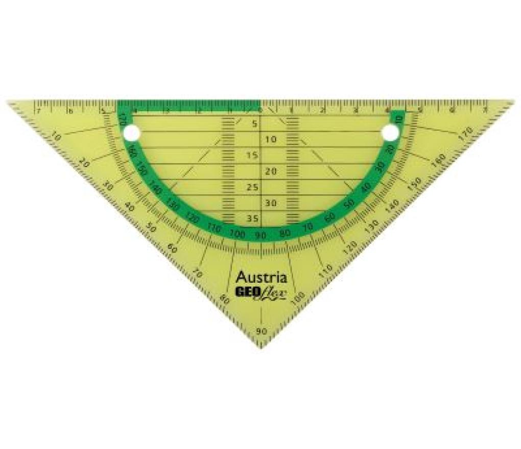 Geodriehoek Aristo Geoflex 16 cm perfo voor in klasseur assorti neon - Per stuk