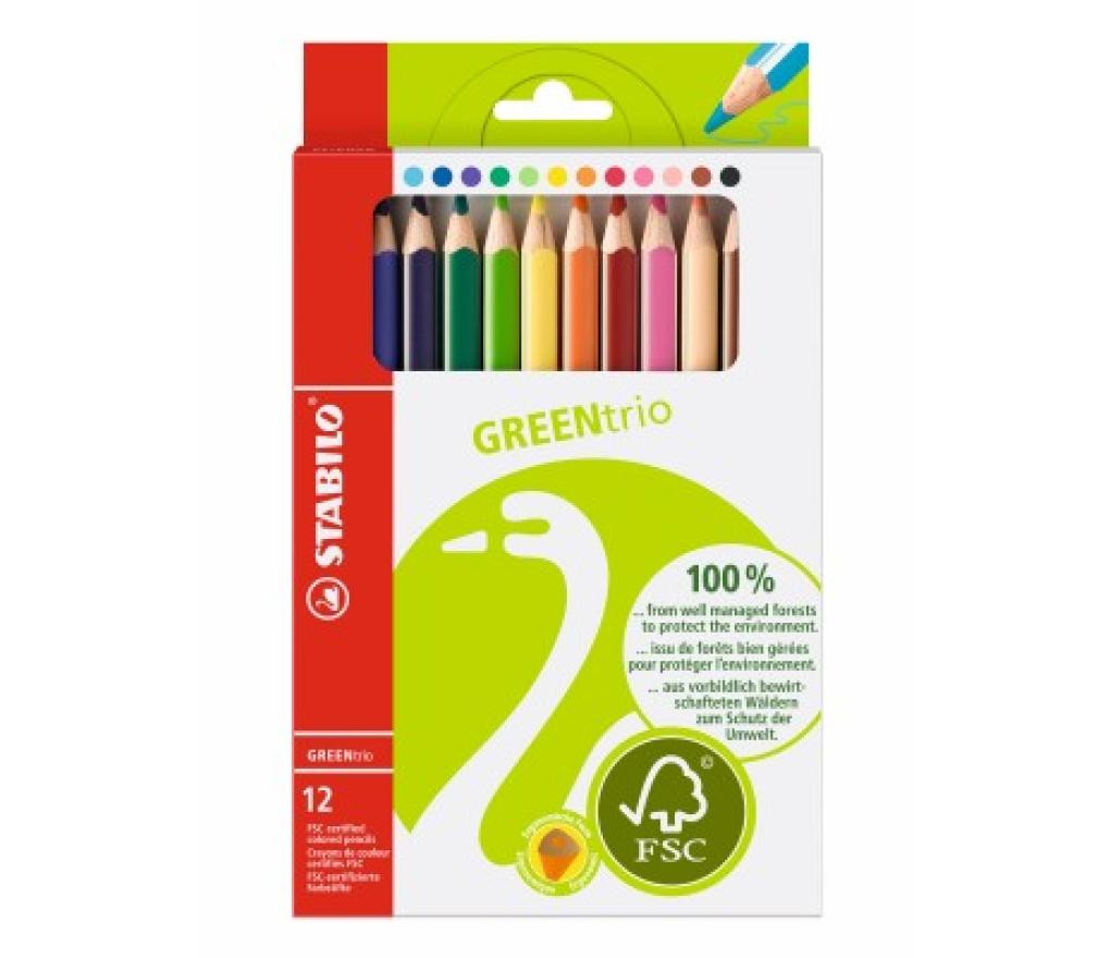 Kleurpotloden Stabilo green trio FSC etui/12 - Per pak