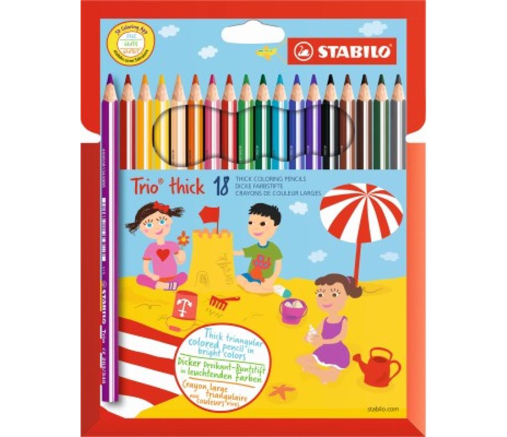 Kleurpotloden Stabilo Trio dik etui/18 - Per stuk