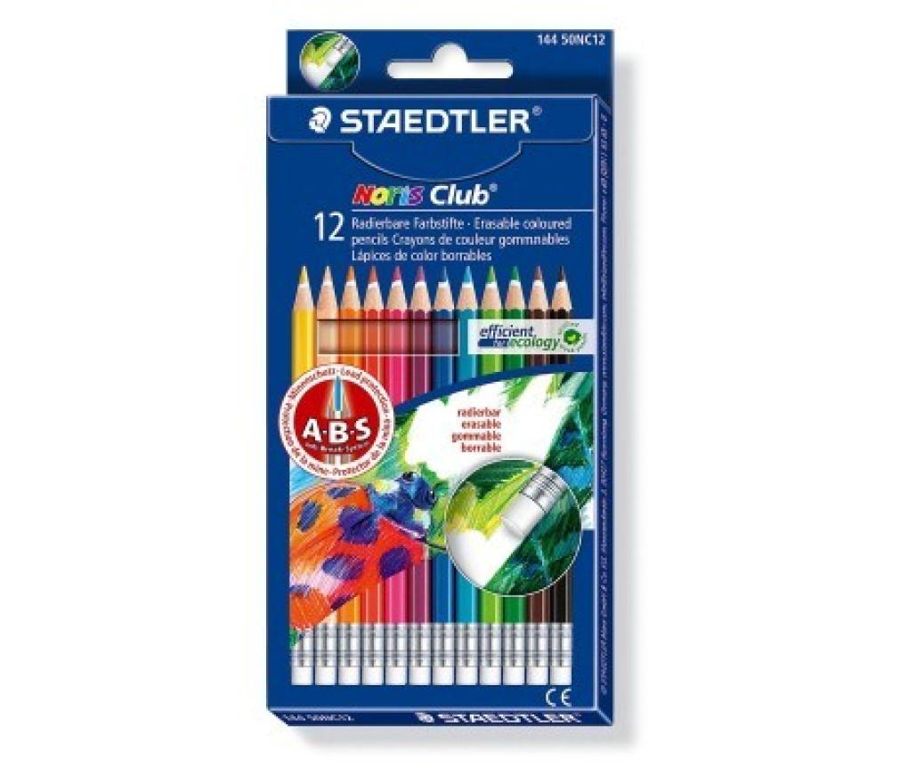 Kleurpotloden Staedtler Noris uitgombaar set/12 met gom - Per pak