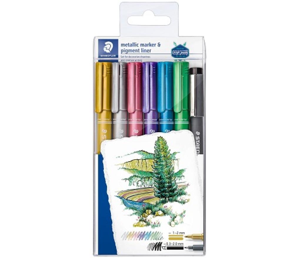 Kleurstiften Staedtler Metallic Marker glitter blister/6 - Per pak