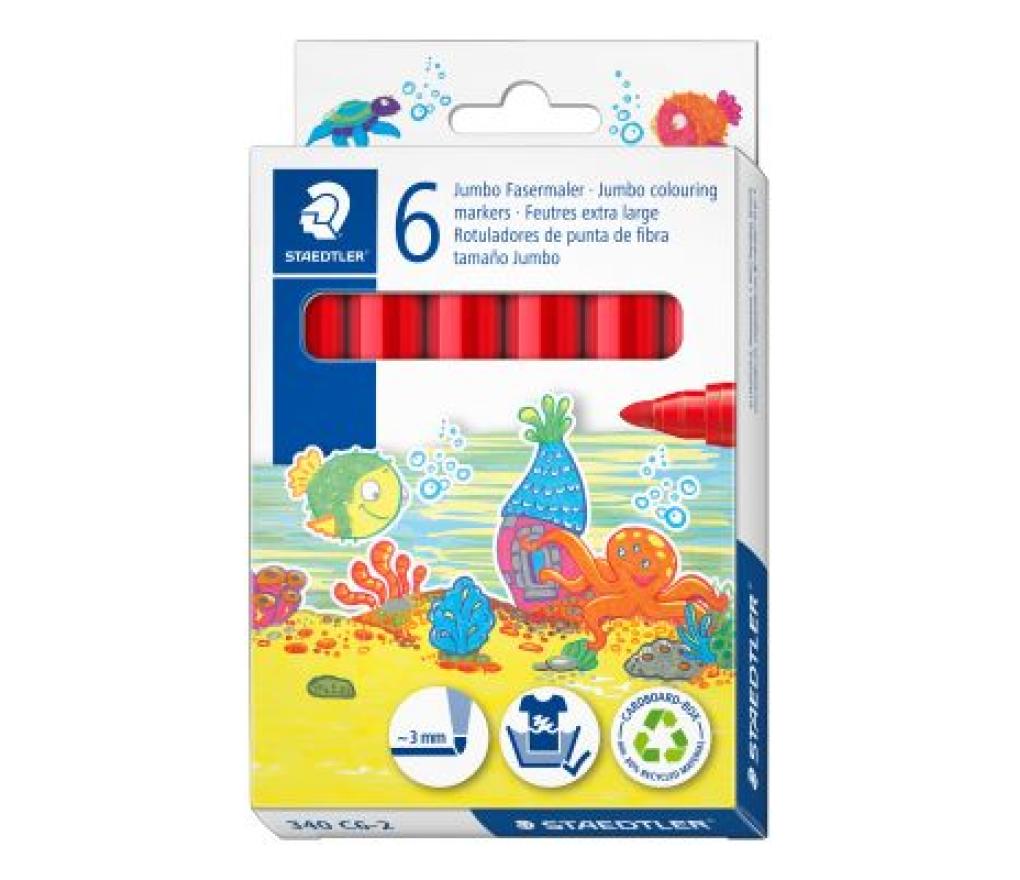 Kleurstiften Staedtler Noris Club jumbo rood etui/6 - Per pak