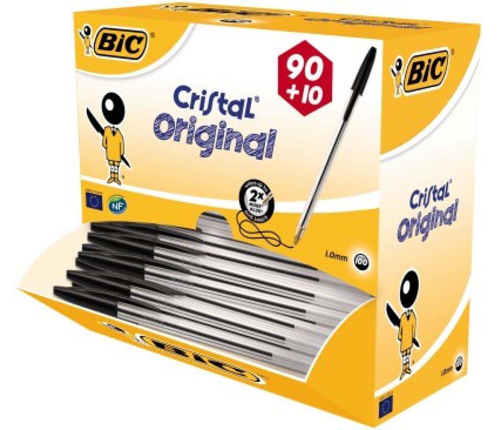 Kogelpen Bic Cristal medium zwart value pack/100 - Per pak