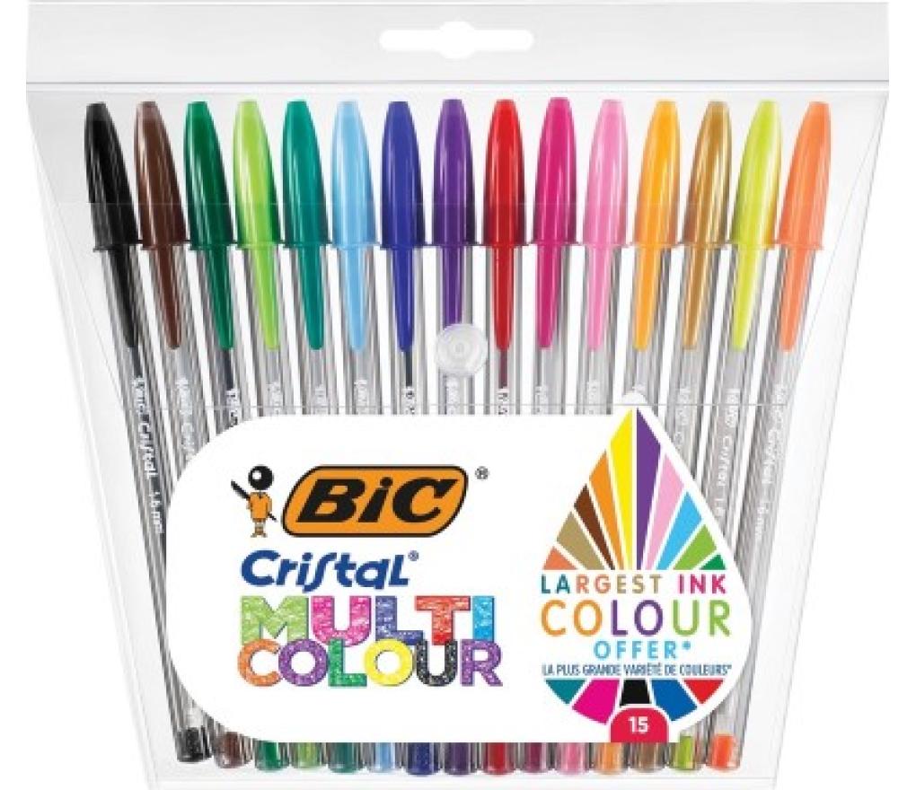 Kogelpen Bic Cristal Multicolour assorti etui/15 - Per pak