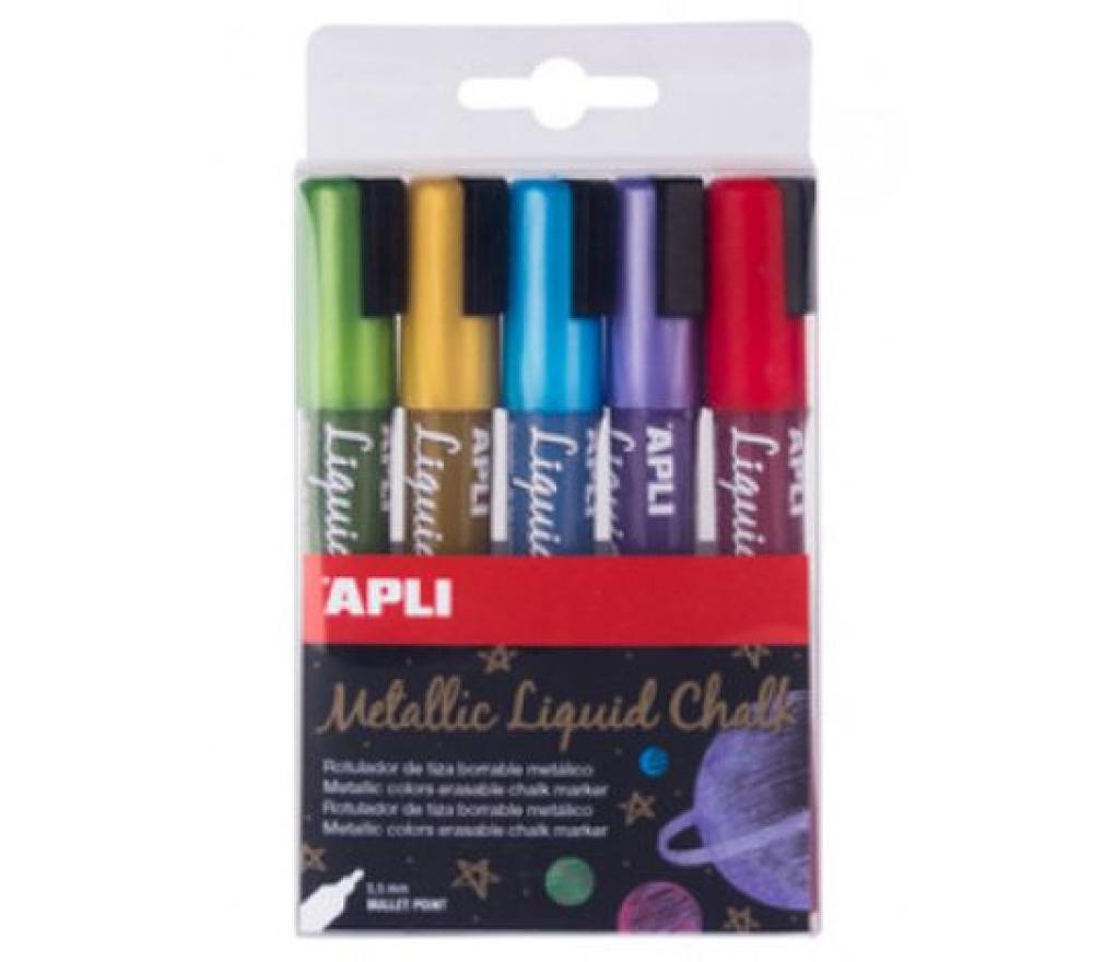 Krijtstift Apli metallic window marker ronde punt 5,5 mm set/5 - Per stuk