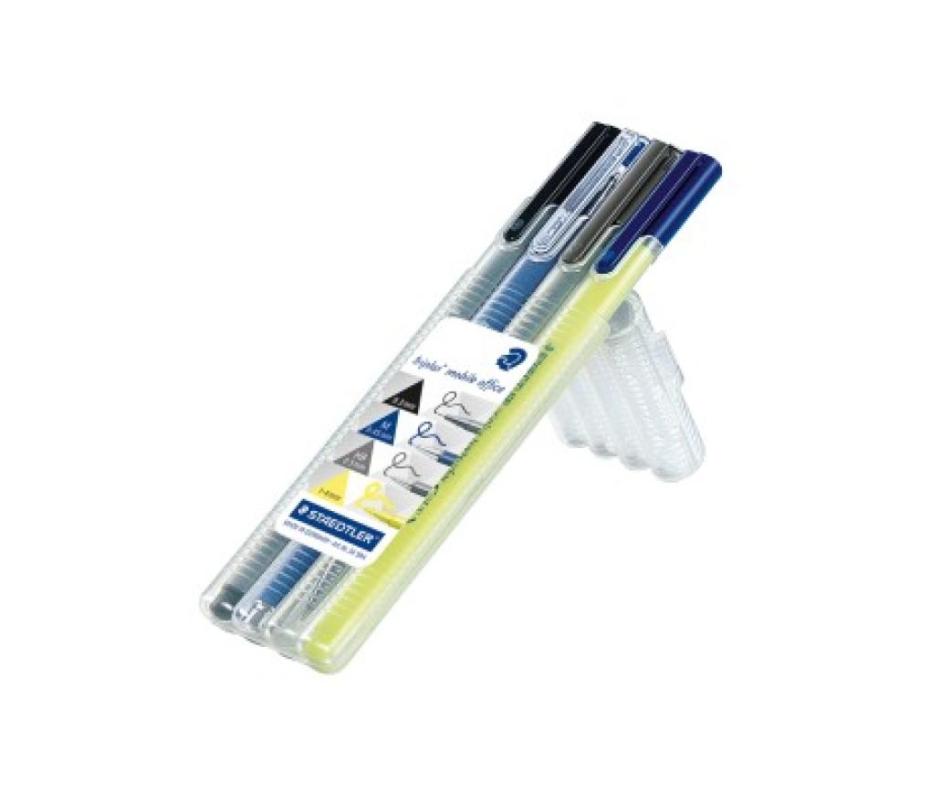 Mobile Office set Triplus Staedtler 34SB4 fineliner/balpen/vulpotlood/fluo box/4 - Per stuk
