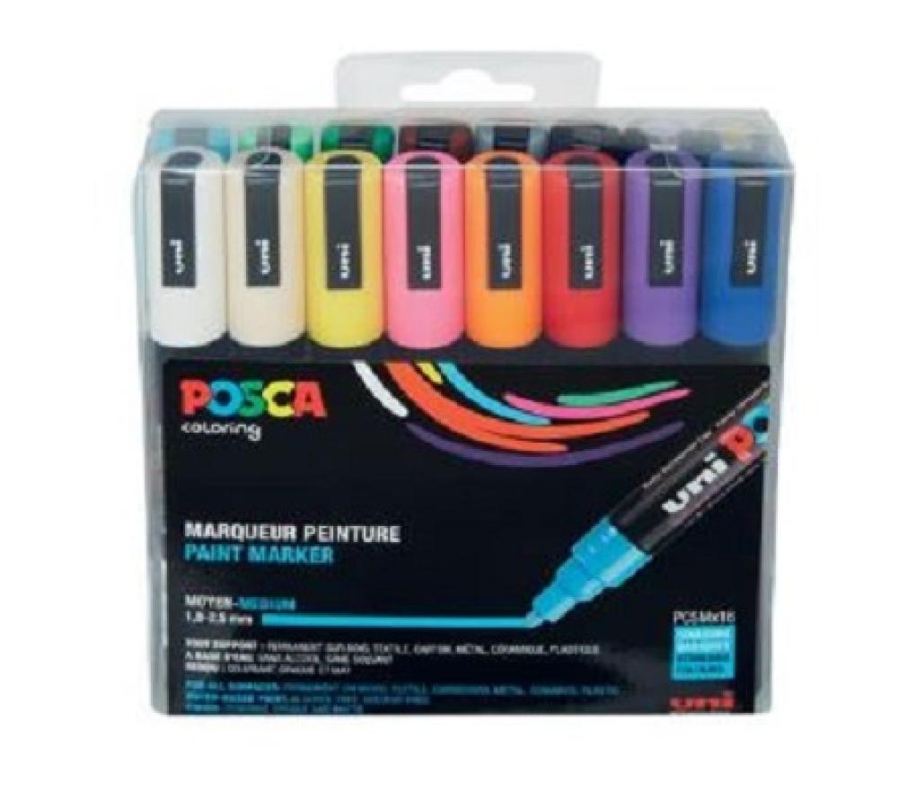 Paint marker Uni Posca 2,5 mm PC-5M geassorteerde kleuren set/16 - Per stuk