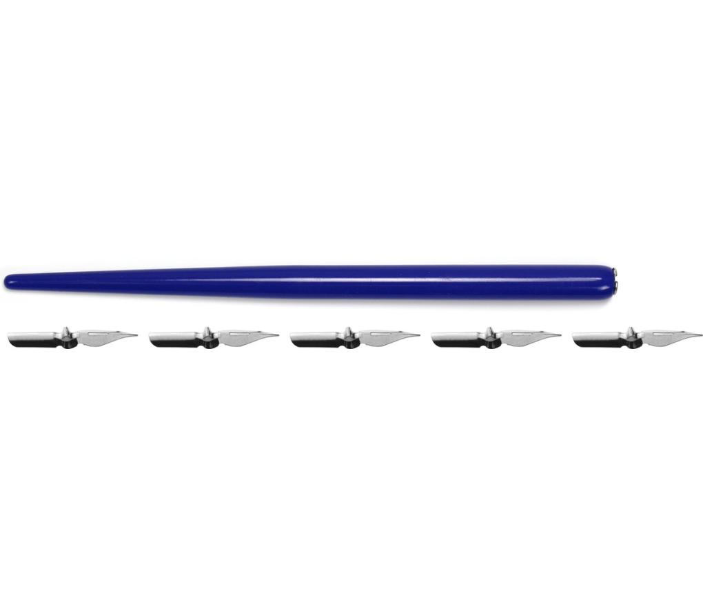 Penhouder profileerpen blauw met 5 penpunten - Per stuk