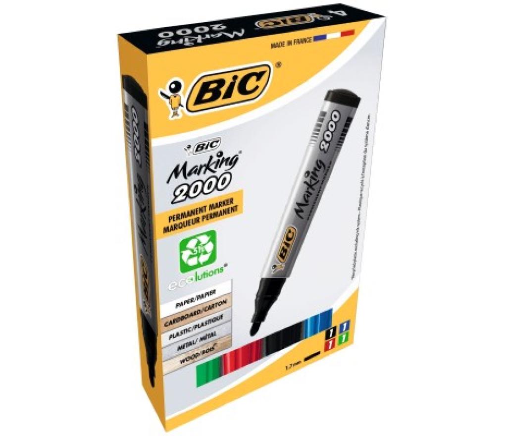 Permanent marker Bic ECOlutions 2000 ronde punt 1,7 mm set/4 kleuren - Per pak