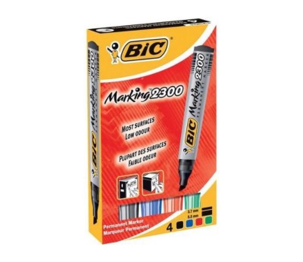 Permanent marker Bic ECOlutions 2300 schuine punt 2,4 - 5,5 mm set/4 kleuren - Per pak