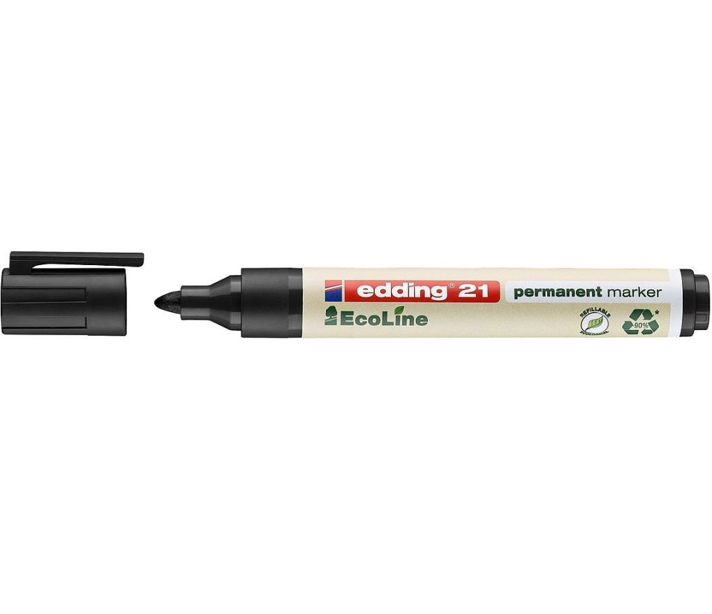 Permanent marker Edding 21 EcoLine ronde punt 1,5 - 3 mm zwart - Per stuk