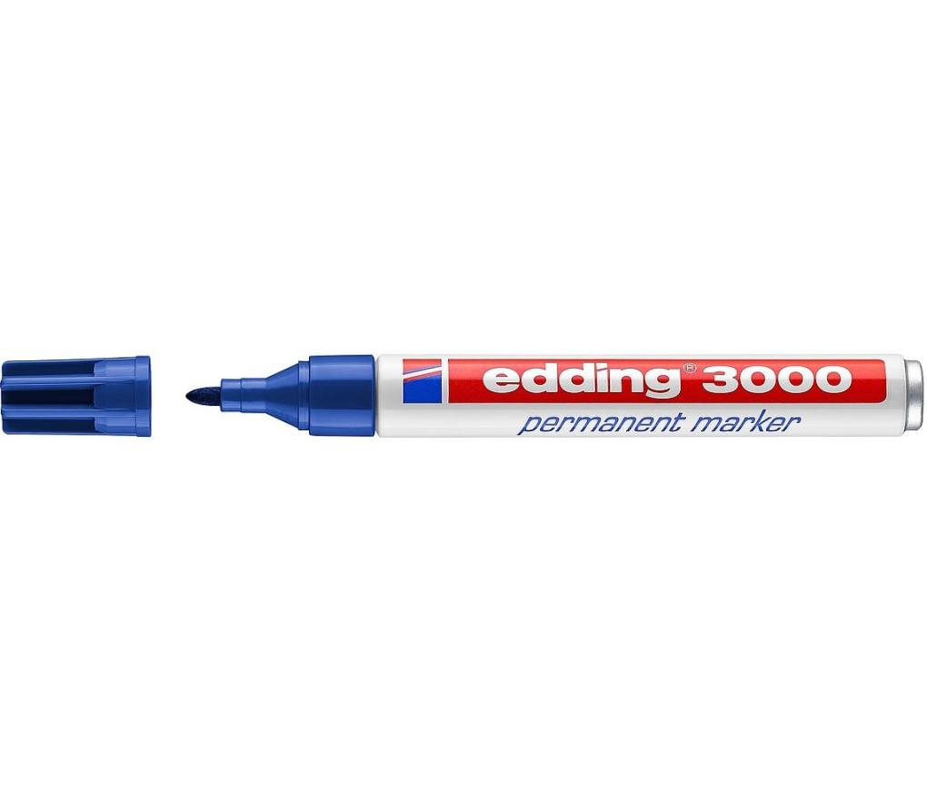 Permanent marker Edding 3000 ronde punt 1,5 - 3 mm blauw - Per stuk