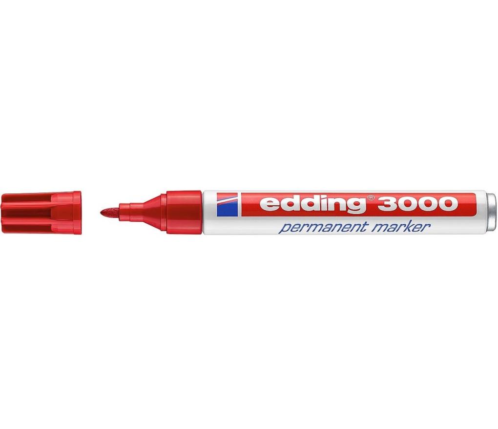 Permanent marker Edding 3000 ronde punt 1,5 - 3 mm rood - Per stuk