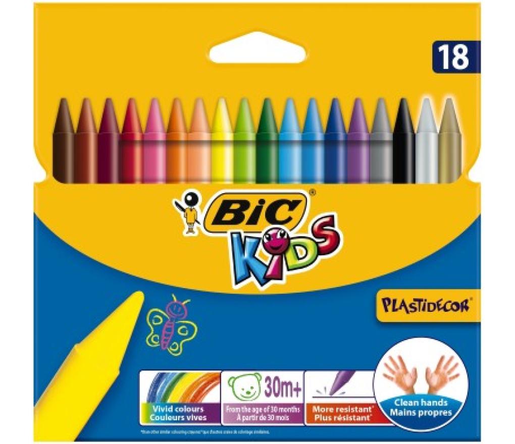 Waskrijt 7mm Bic Kids Plastidecor etui/18 - Per pak