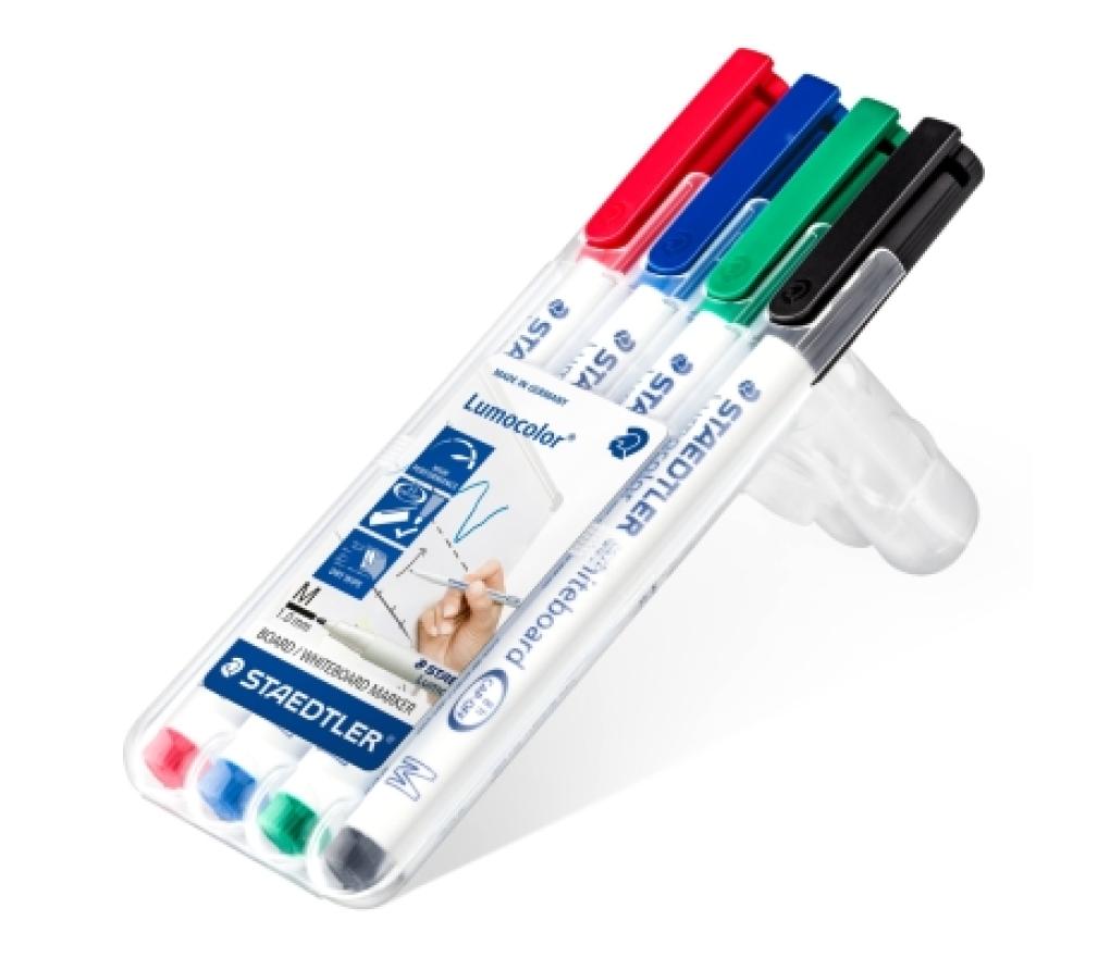 Whiteboardstift Staedtler 301 ronde punt fijn set/4 - Per pak