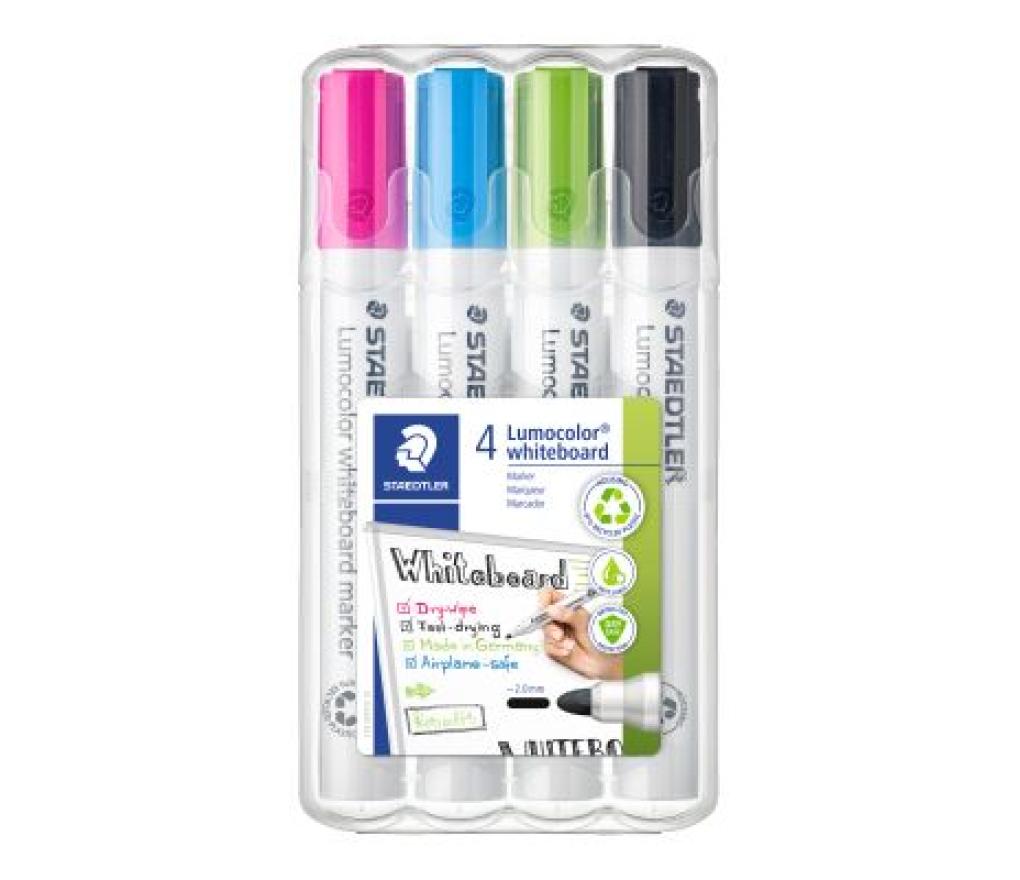 Whiteboardstift Staedtler 351 ronde punt set/4 nieuwe kleuren - Per pak