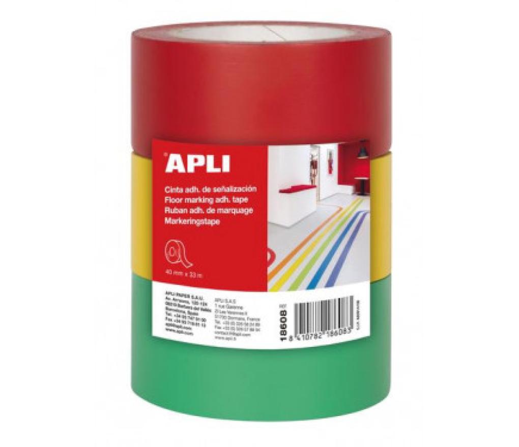 Signalisatietape 40 mm x 33 m vinyl rood - geel - groen rol/3 - Per stuk