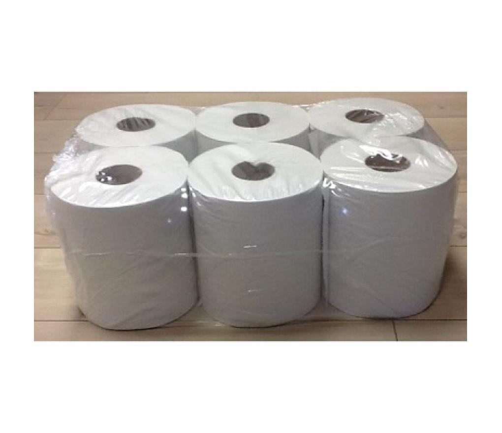 Poetsrol Midi 1 laag gerecycleerd wit pak/6 - Per pak
