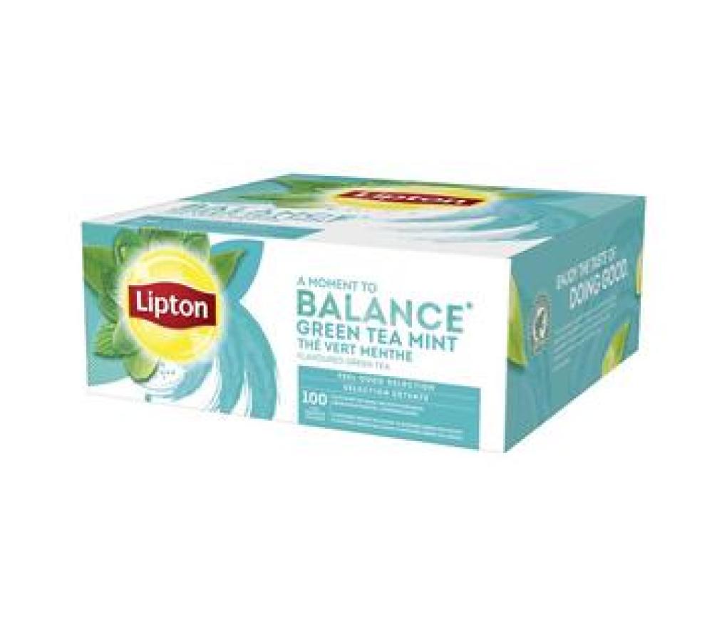 Thee Lipton Balance Groene Munt theebuiltjes doos/100 - Per pak