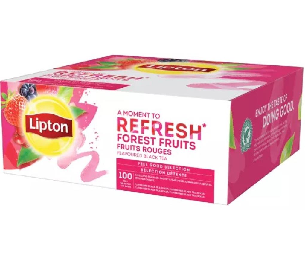 Thee Lipton Refresh Forest Fruits theebuiltjes doos/100 - Per pak
