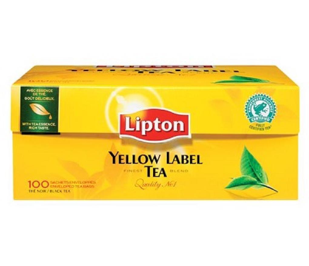 Thee Lipton Yellow label tea theebuiltjes doos/100 - Per pak