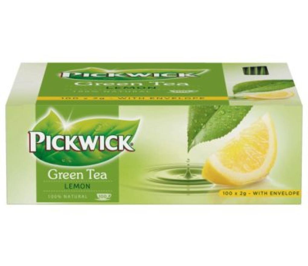 Thee Pickwick groene thee lemon theebuiltjes doos/100 - Per pak