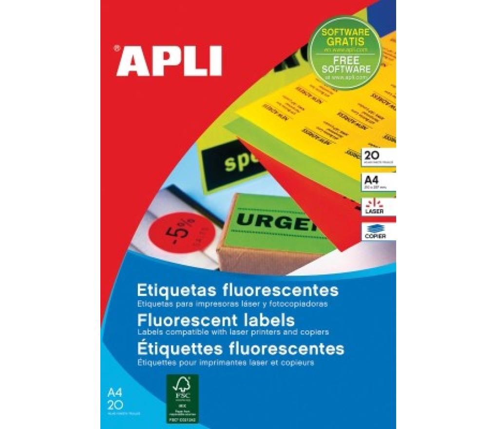 Etiket Apli 99,1 x 67,7 mm fluo geel doos/160 - Per pak