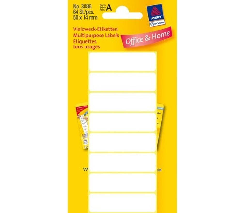 Etiket Avery Zweckform 3086 50 x 14 mm blister/64 - Per pak