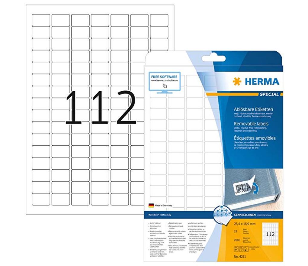 Etiket Herma 4211 25,4 mm x 16,9 mm verwijderbaar doos/2800 - Per pak