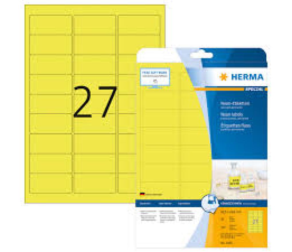 Etiket Herma 5140 63,5 x 29,6 mm neon geel doos/540 - Per pak