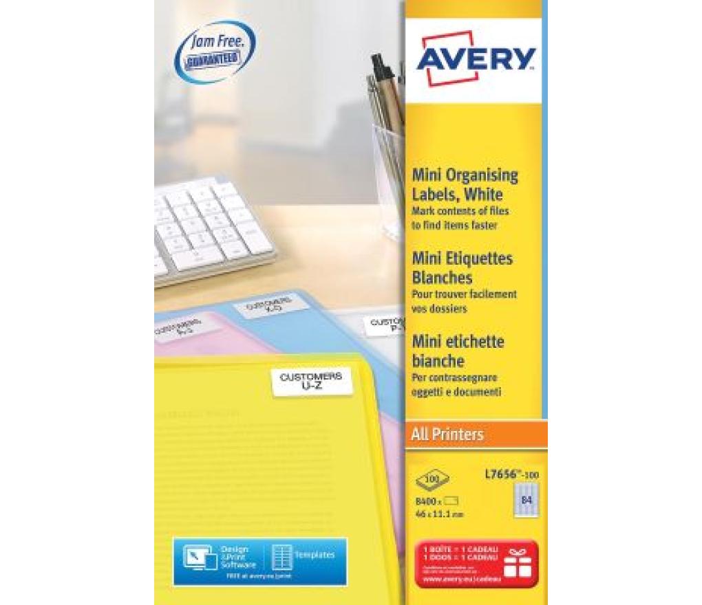 Etiket Laser Avery L7656-100 46 x 11,1 mm wit doos/8400 - Per pak