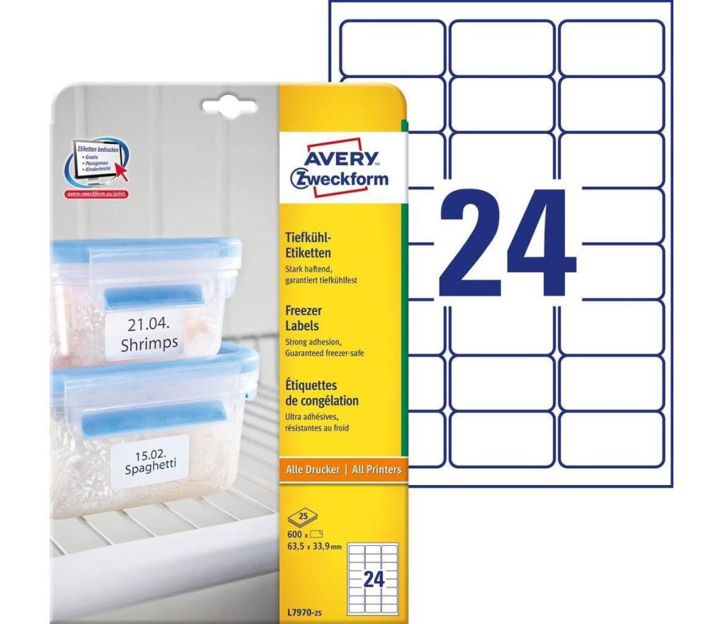 Etiket Laser Avery Zweckform L7970 63,5 x 33,9 mm wit doos/600 - Per pak