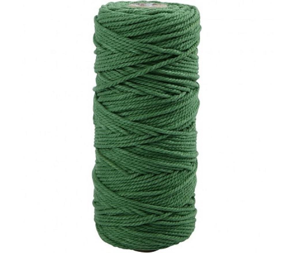 Katoenkoord macramé grasgroen 2 mm bol/200 g - Per stuk