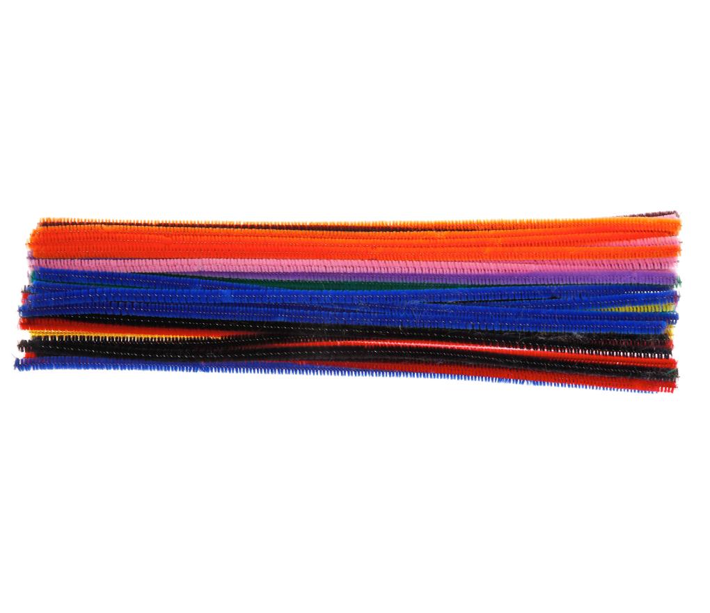 Chenilledraad 6 mm 30 cm assorti neon kleuren assorti pak/50 - Per pak