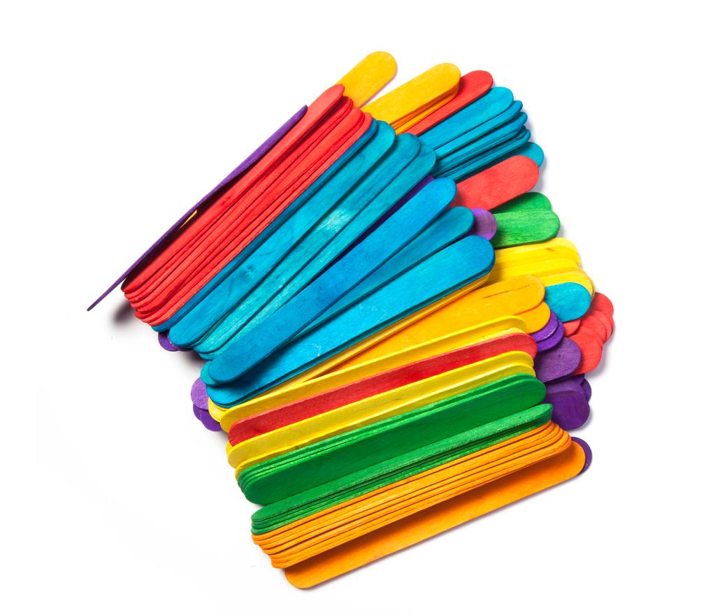 Houten lollystokjes assorti kleuren 150 x 18 mm pak/100 - Per pak