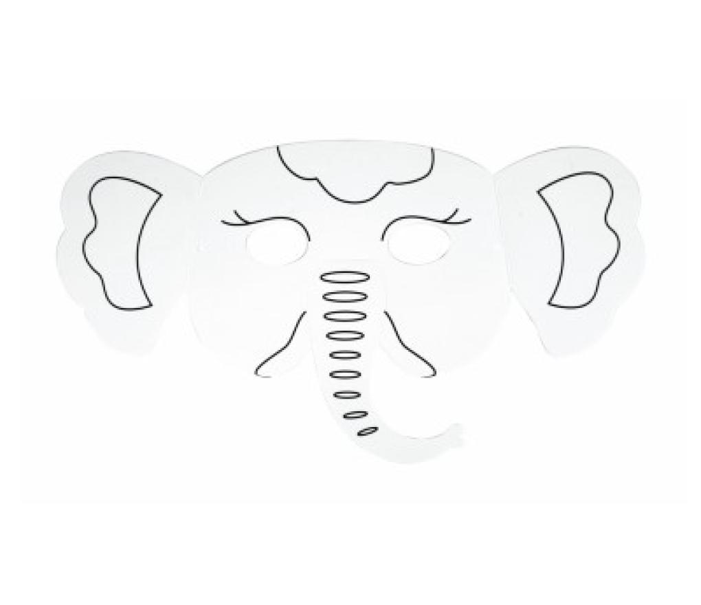 Maskers karton blanco assorti dieren pak/5 - Per stuk