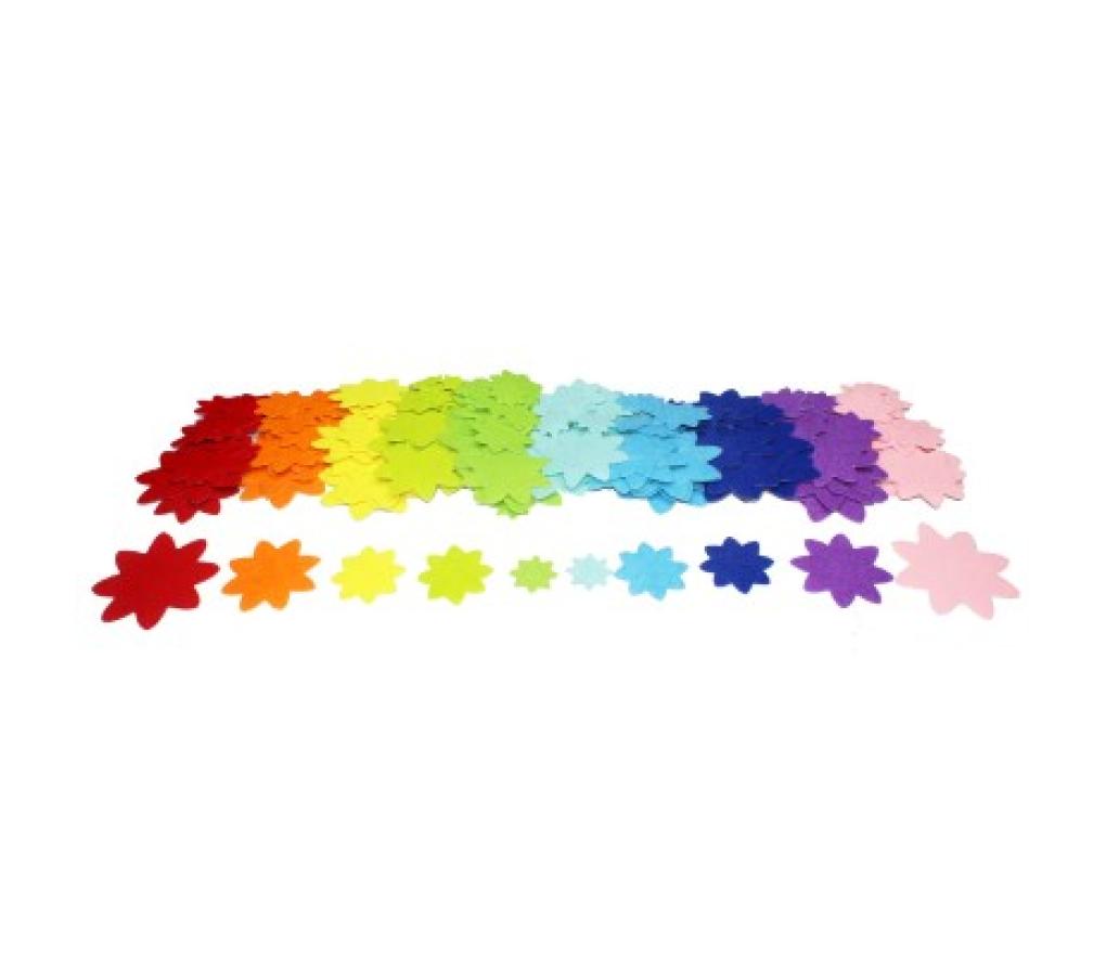 Vilt bloemen 10 kleuren 2,5 tot 7 cm pak/150 - Per stuk
