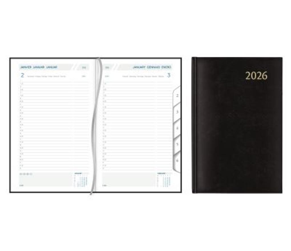 Agenda bureelmodel Daily de luxe 140 x 210 mm 1D/1P balacron maandtabs - Per stuk