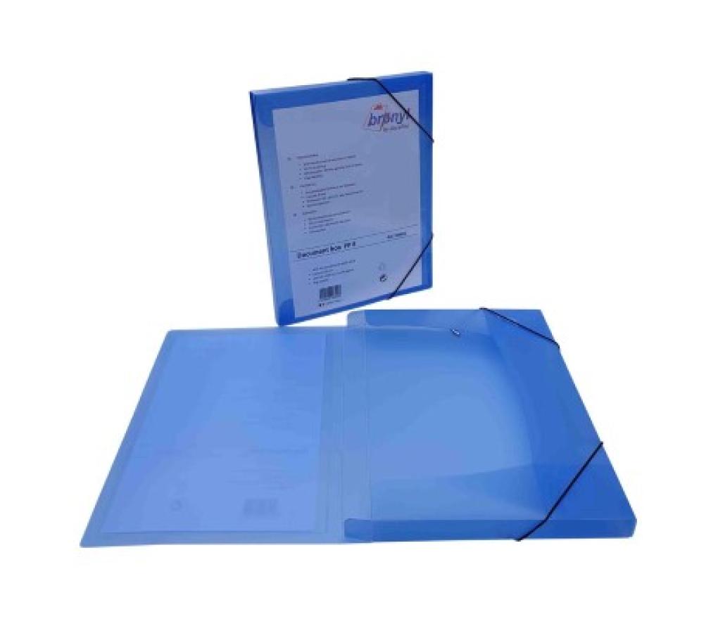 Documentenbox Bronyl A4 25 mm plastic panorama blauw transparant - Per stuk
