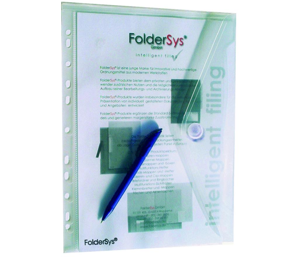 Omslag PP Foldersys A4 met velcrosluiting + perforatie transparant - Per stuk