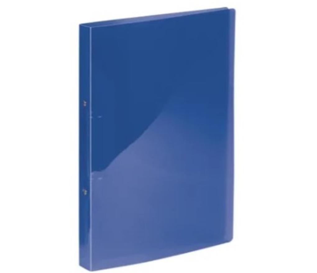 Ringmap A4 2 ringen 16 mm rug 2 cm polypropyleen blauw transparant - Per stuk