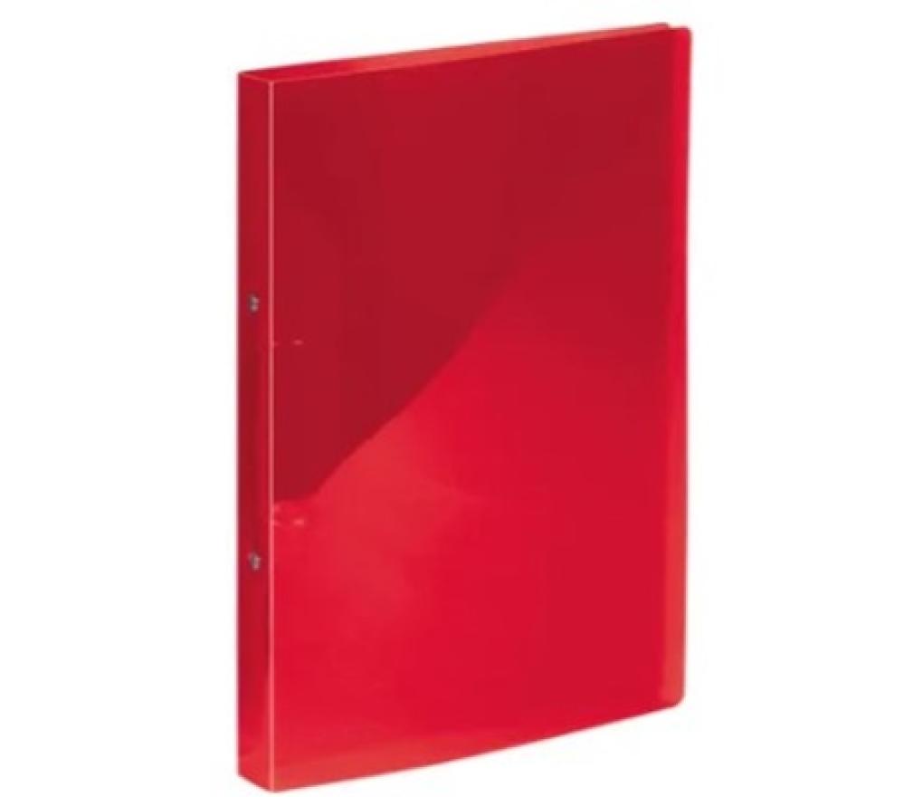 Ringmap A4 2 ringen 16 mm rug 2 cm polypropyleen rood transparant - Per stuk