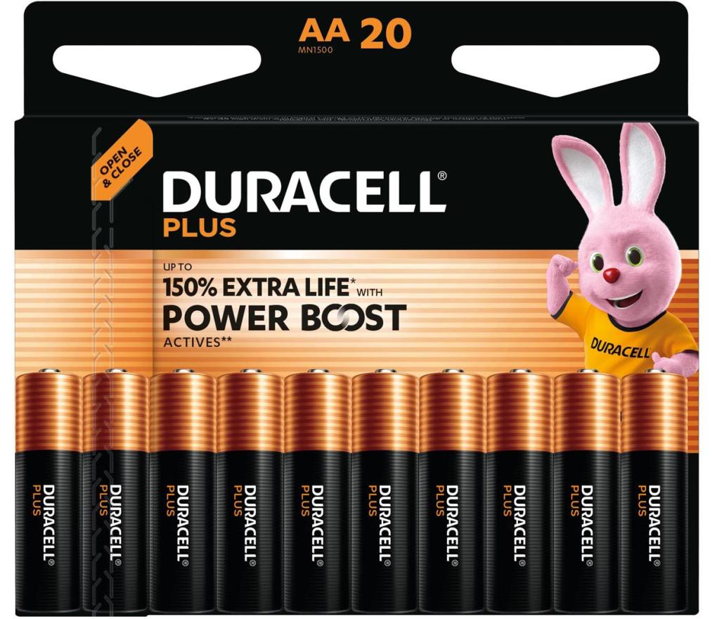 Batterij Duracell Plus 100% LR06 AA blister/20 - Per pak
