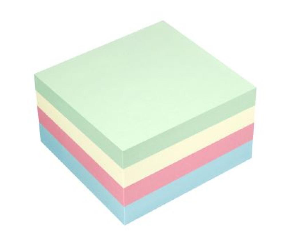 Memonotes 76 x 76 mm kubus pastel 400 blaadjes blauw, groen, roze en geel voordeelpak/4 - Per pak